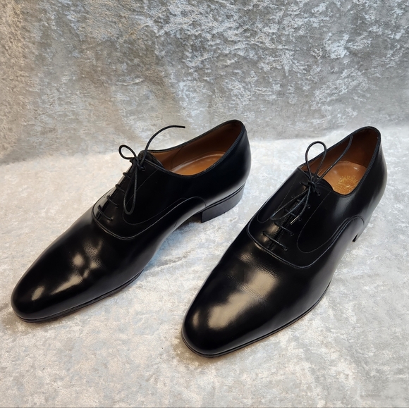 Vergelio Black Leather Hand Made in Italy By B. Cavalli Oxfords-Size 43 - Picture 2 of 9